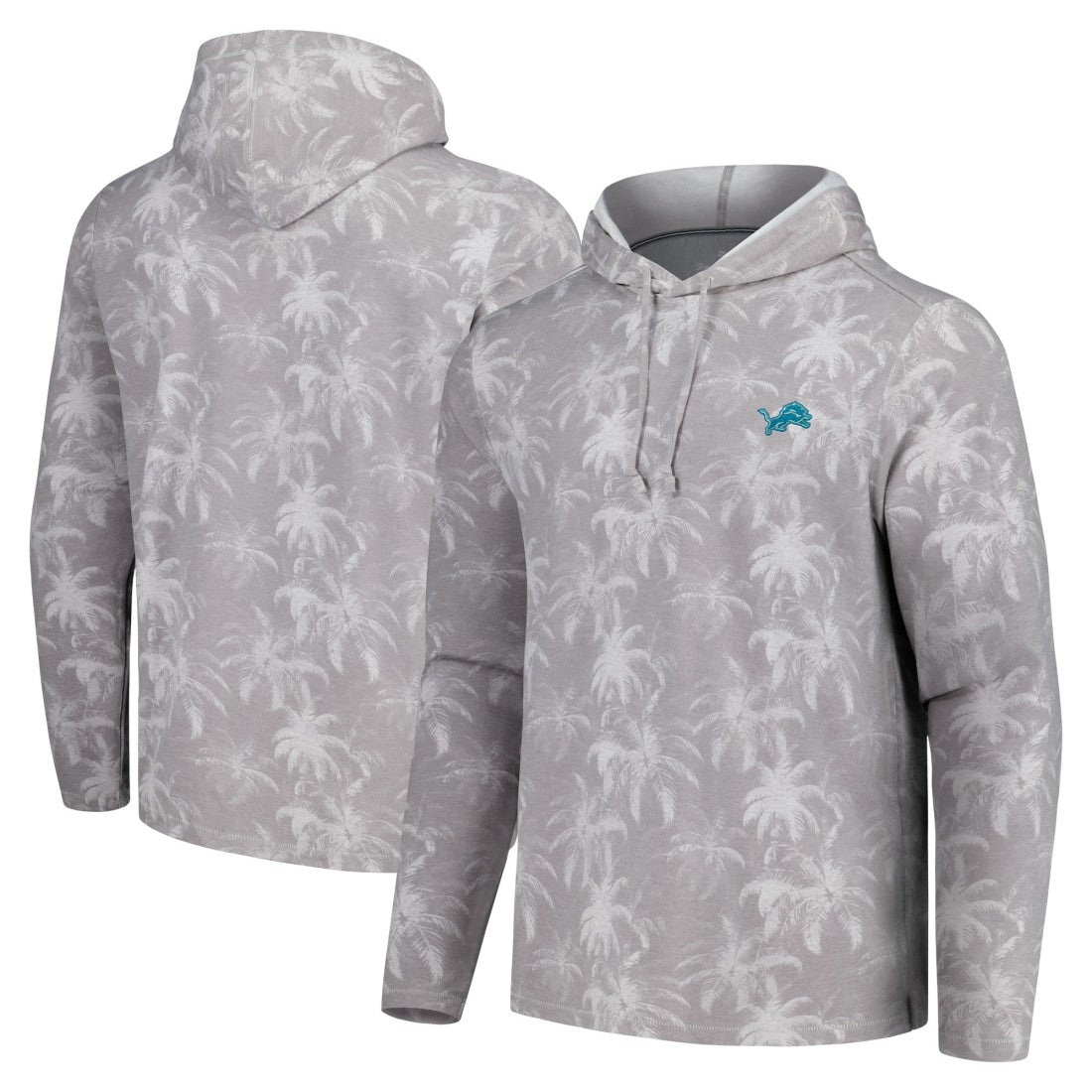 Detroit Lions Palm Frenzy Hoodie Long Sleeve T-Shirt Gray