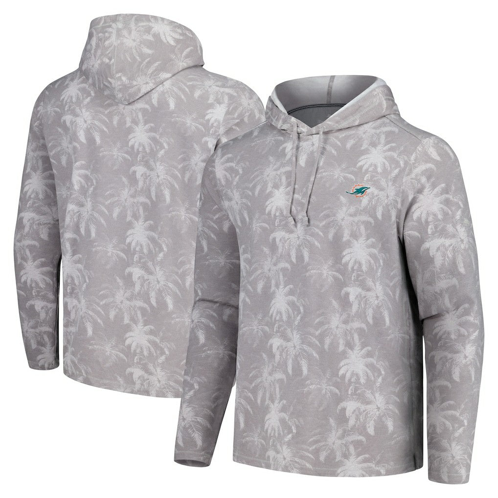 Miami Dolphins Palm Frenzy Hoodie Long Sleeve T-Shirt Gray