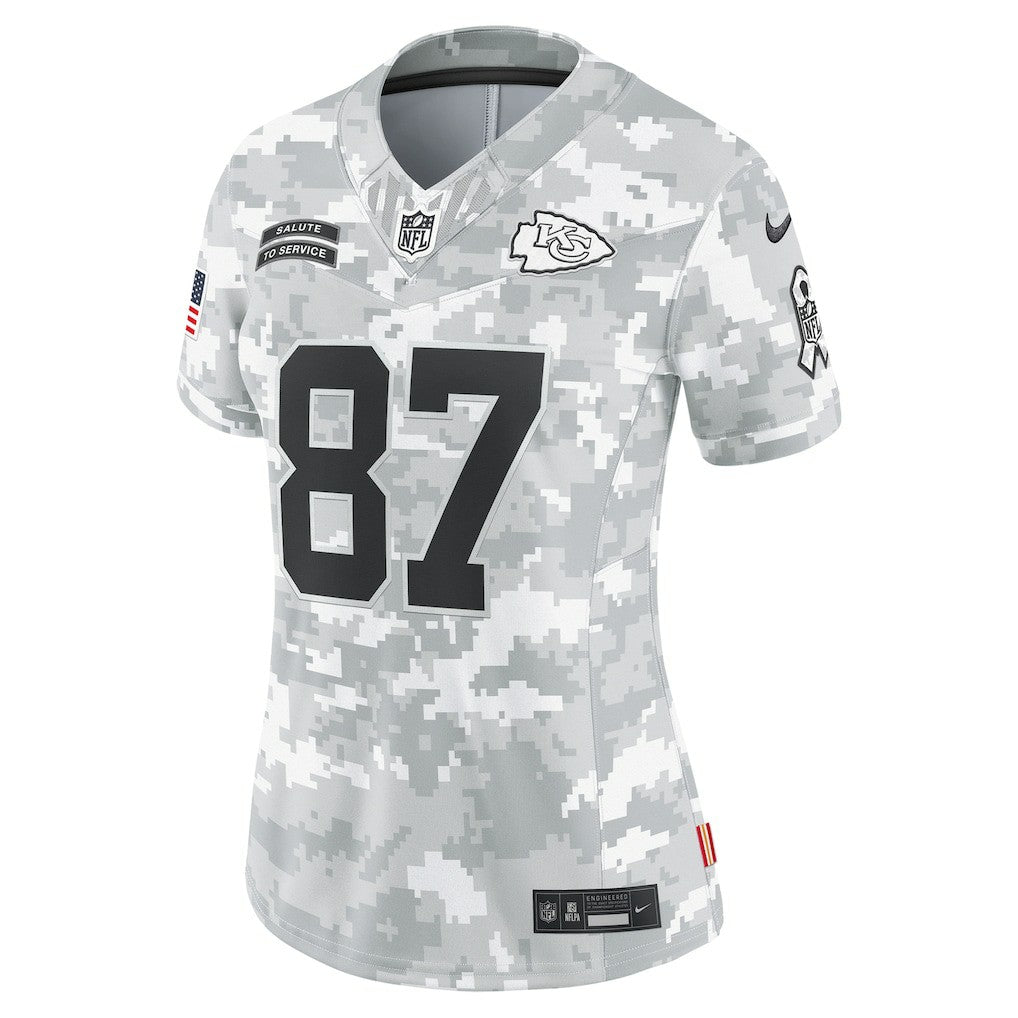 Nike Travis Kelce Kansas City Chiefs Women's 2024 Salute to Service Limited Jersey Arctic Camo