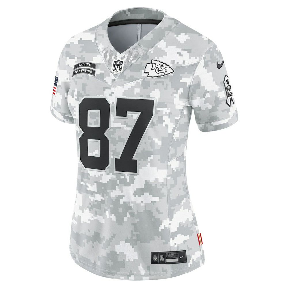 Nike Travis Kelce Kansas City Chiefs Women's 2024 Salute to Service Limited Jersey Arctic Camo