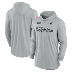 Nike Miami Dolphins 2024 Salute to Service Lightweight Dri-FIT Long Sleeve Hoodie T-Shirt Gray
