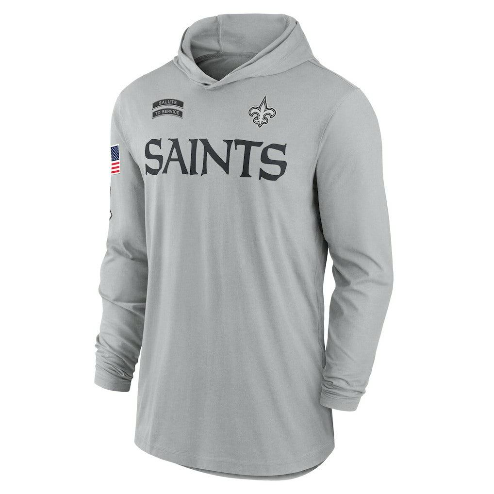 Nike New Orleans Saints 2024 Salute to Service Lightweight Dri-FIT Long Sleeve Hoodie T-Shirt Gray