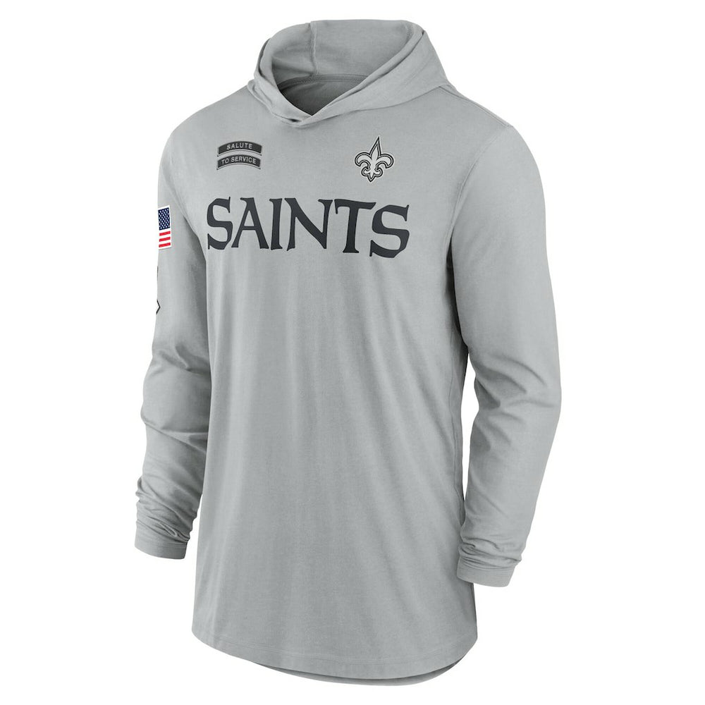 Nike New Orleans Saints 2024 Salute to Service Lightweight Dri-FIT Long Sleeve Hoodie T-Shirt Gray