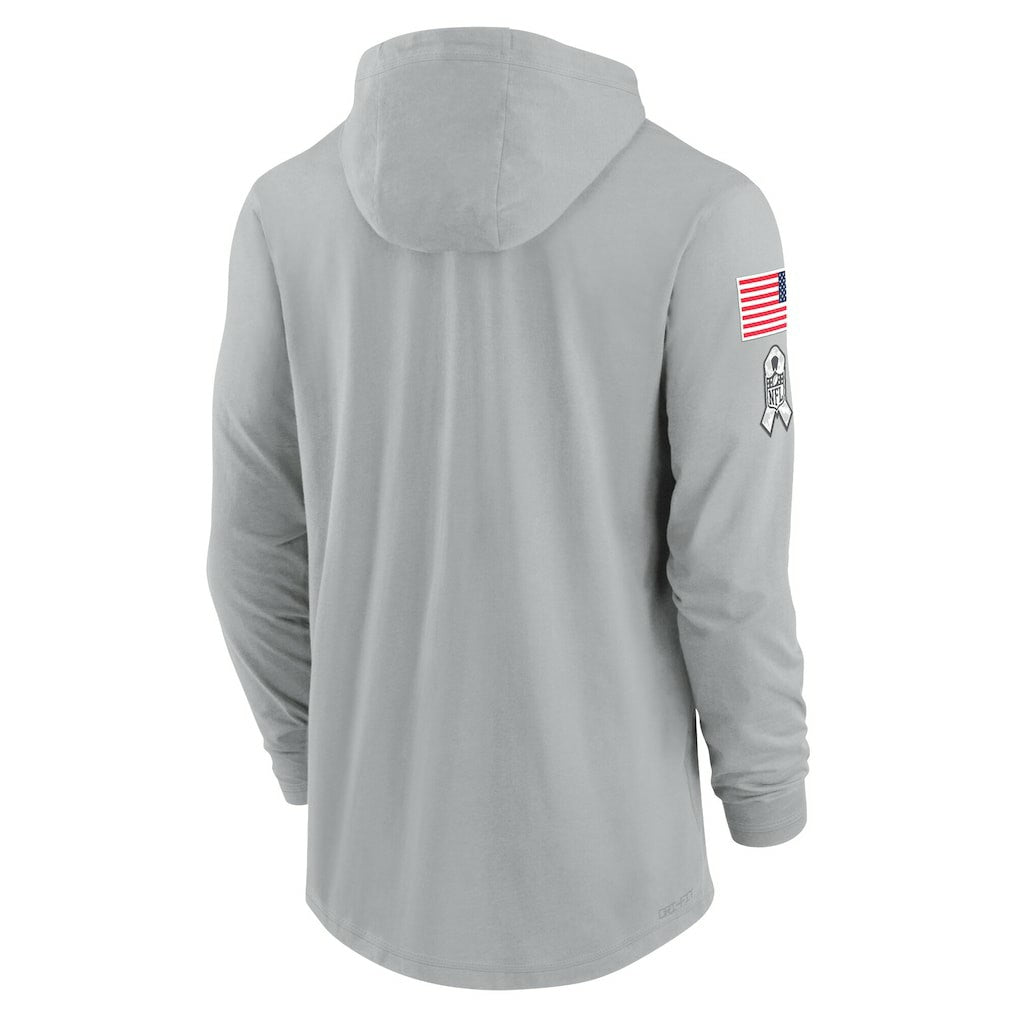 Nike New Orleans Saints 2024 Salute to Service Lightweight Dri-FIT Long Sleeve Hoodie T-Shirt Gray