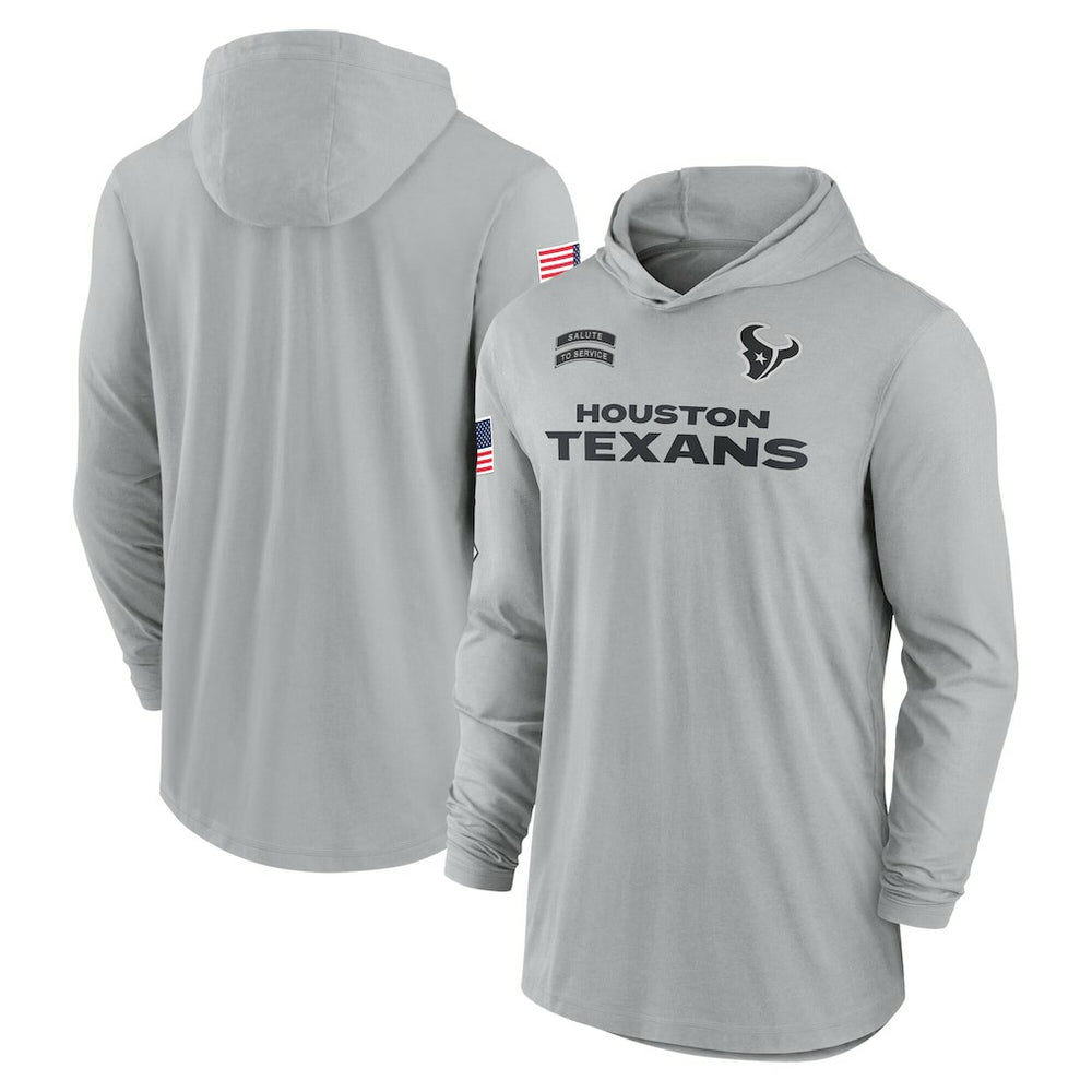 Nike Houston Texans 2024 Salute to Service Lightweight Dri-FIT Long Sleeve Hoodie T-Shirt Gray