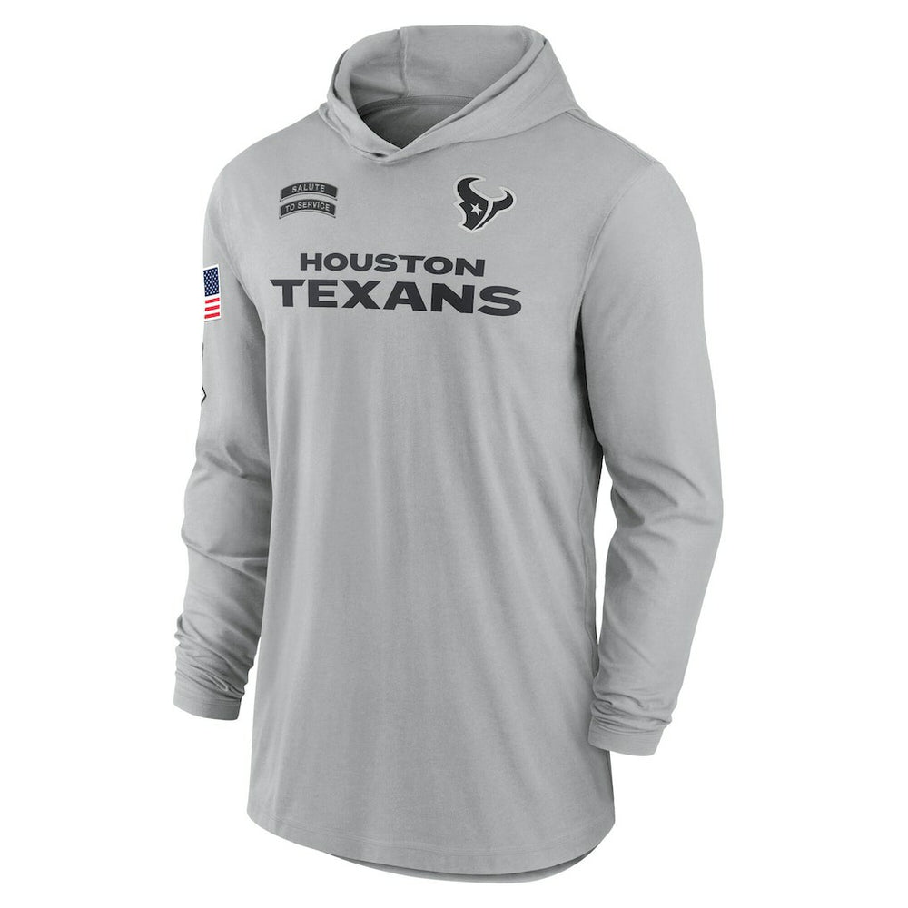 Nike Houston Texans 2024 Salute to Service Lightweight Dri-FIT Long Sleeve Hoodie T-Shirt Gray