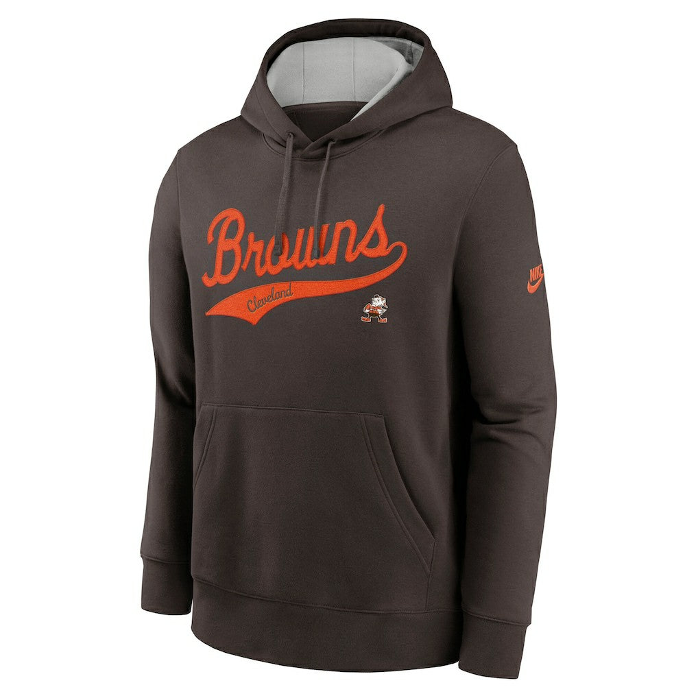 Nike Cleveland Browns Rewind Club Logo Pullover Hoodie Brown