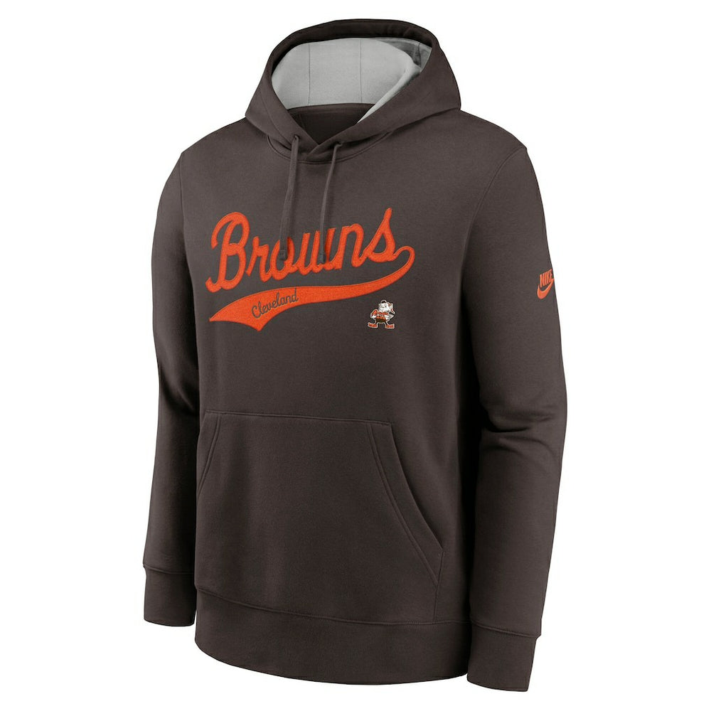 Nike Cleveland Browns Rewind Club Logo Pullover Hoodie Brown