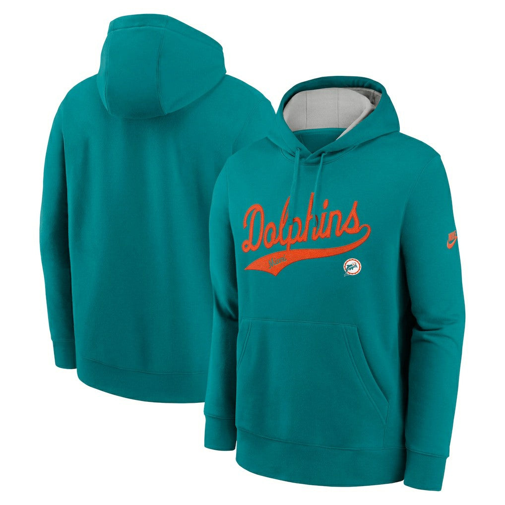 Nike Miami Dolphins Rewind Club Logo Pullover Hoodie Aqua