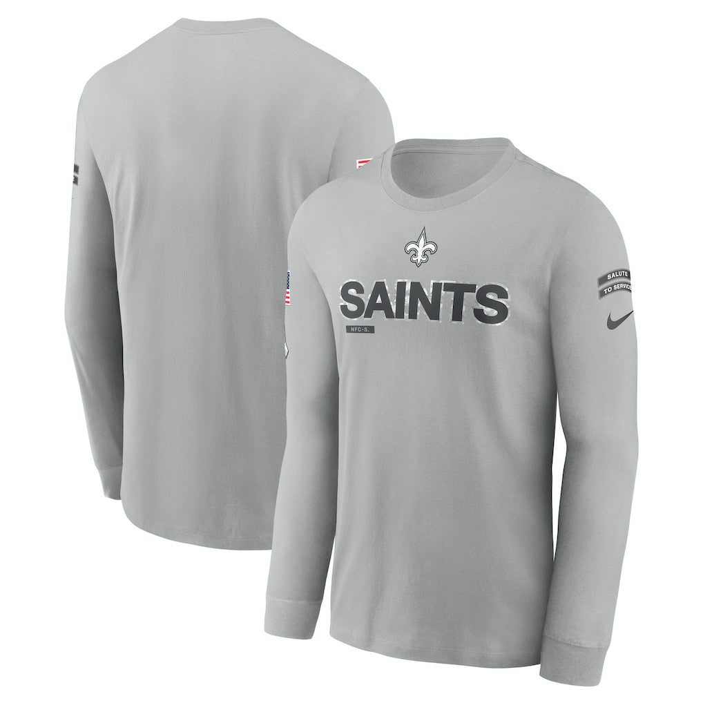 Nike New Orleans Saints 2024 Salute To Service Long Sleeve T-Shirt Gray