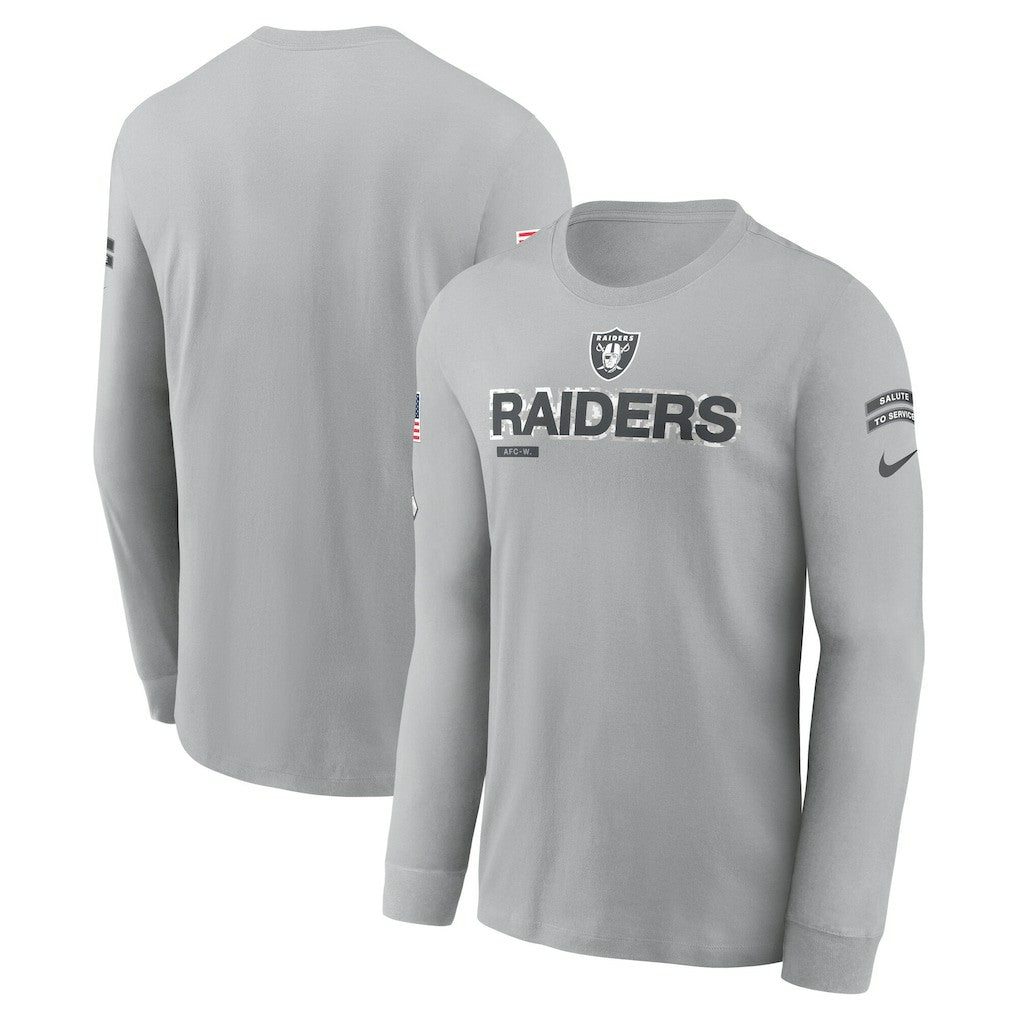 Nike Las Vegas Raiders 2024 Salute To Service Long Sleeve T-Shirt Gray