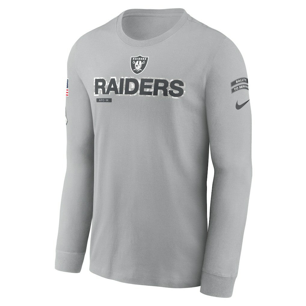 Nike Las Vegas Raiders 2024 Salute To Service Long Sleeve T-Shirt Gray