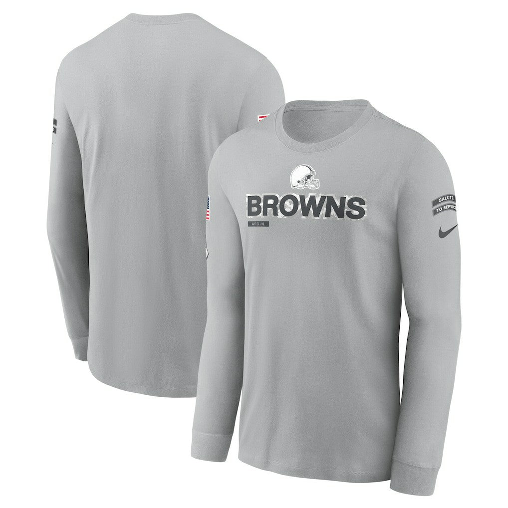 Nike Cleveland Browns 2024 Salute To Service Long Sleeve T-Shirt Gray