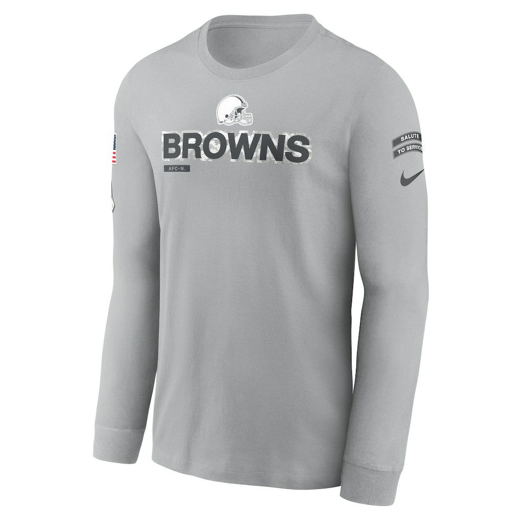 Nike Cleveland Browns 2024 Salute To Service Long Sleeve T-Shirt Gray