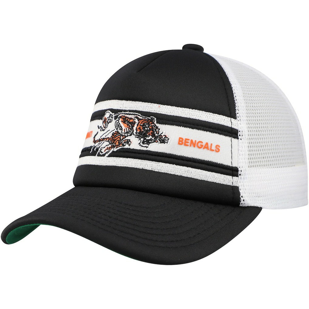 Mitchell & Ness Cincinnati Bengals Youth Stripe Trucker Adjustable Hat Black