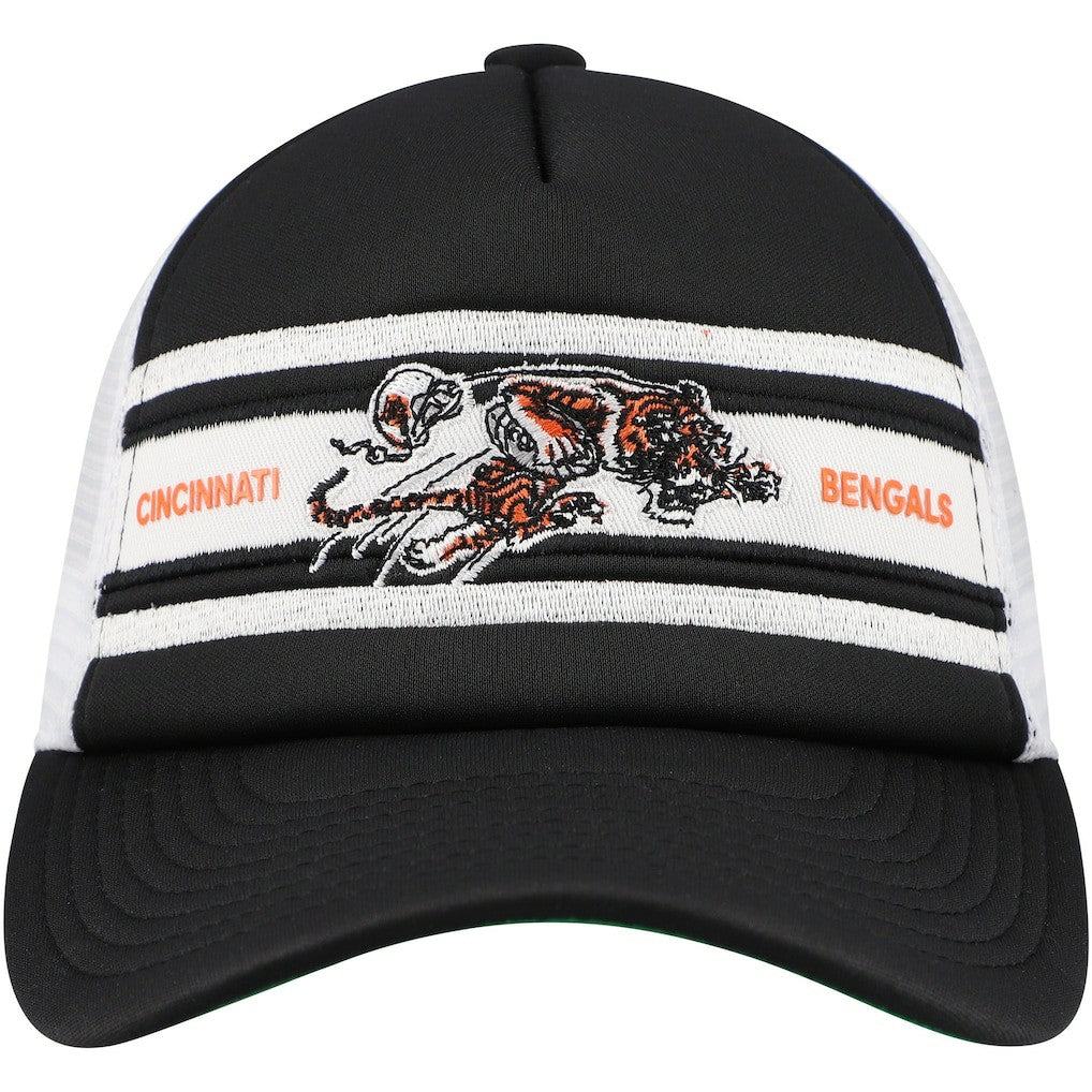 Mitchell & Ness Cincinnati Bengals Youth Stripe Trucker Adjustable Hat Black