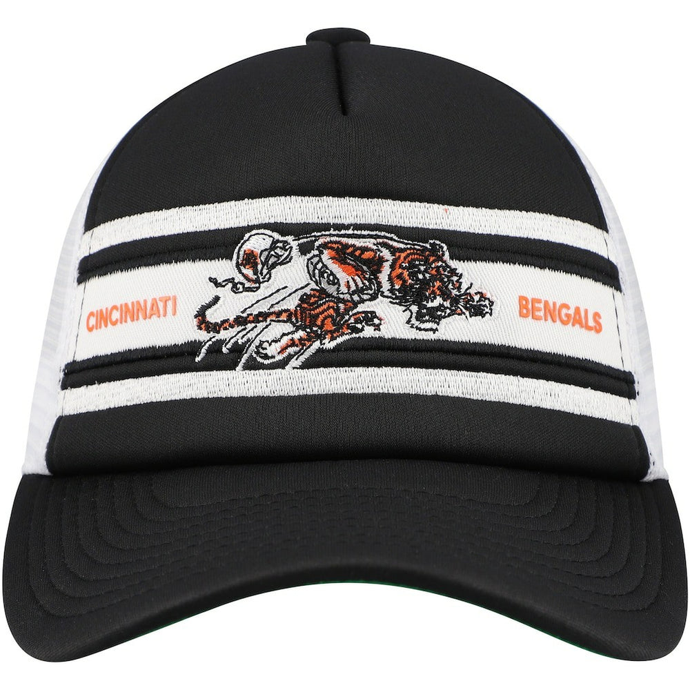 Mitchell & Ness Cincinnati Bengals Youth Stripe Trucker Adjustable Hat Black