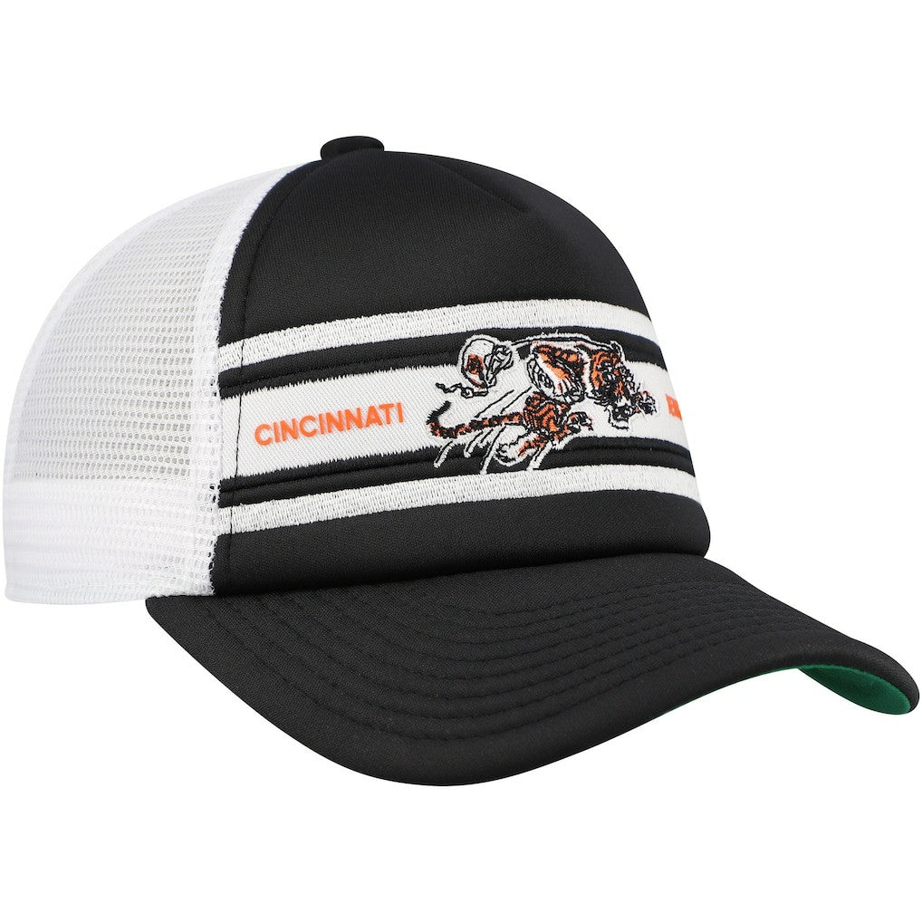 Mitchell & Ness Cincinnati Bengals Youth Stripe Trucker Adjustable Hat Black