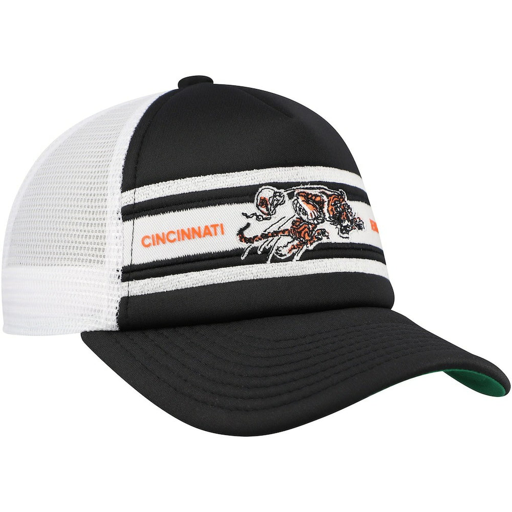 Mitchell & Ness Cincinnati Bengals Youth Stripe Trucker Adjustable Hat Black