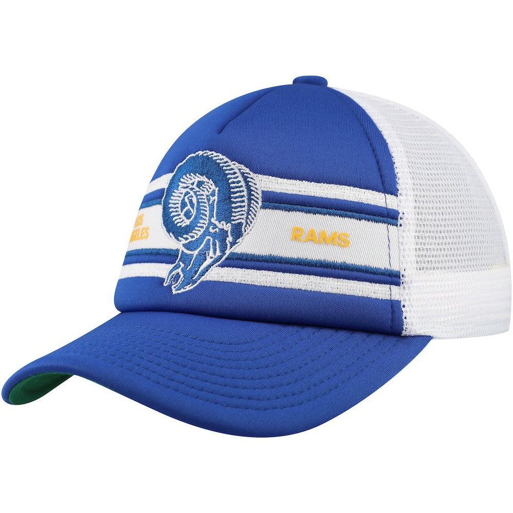 Mitchell & Ness Los Angeles Rams Youth Stripe Trucker Adjustable Hat Royal