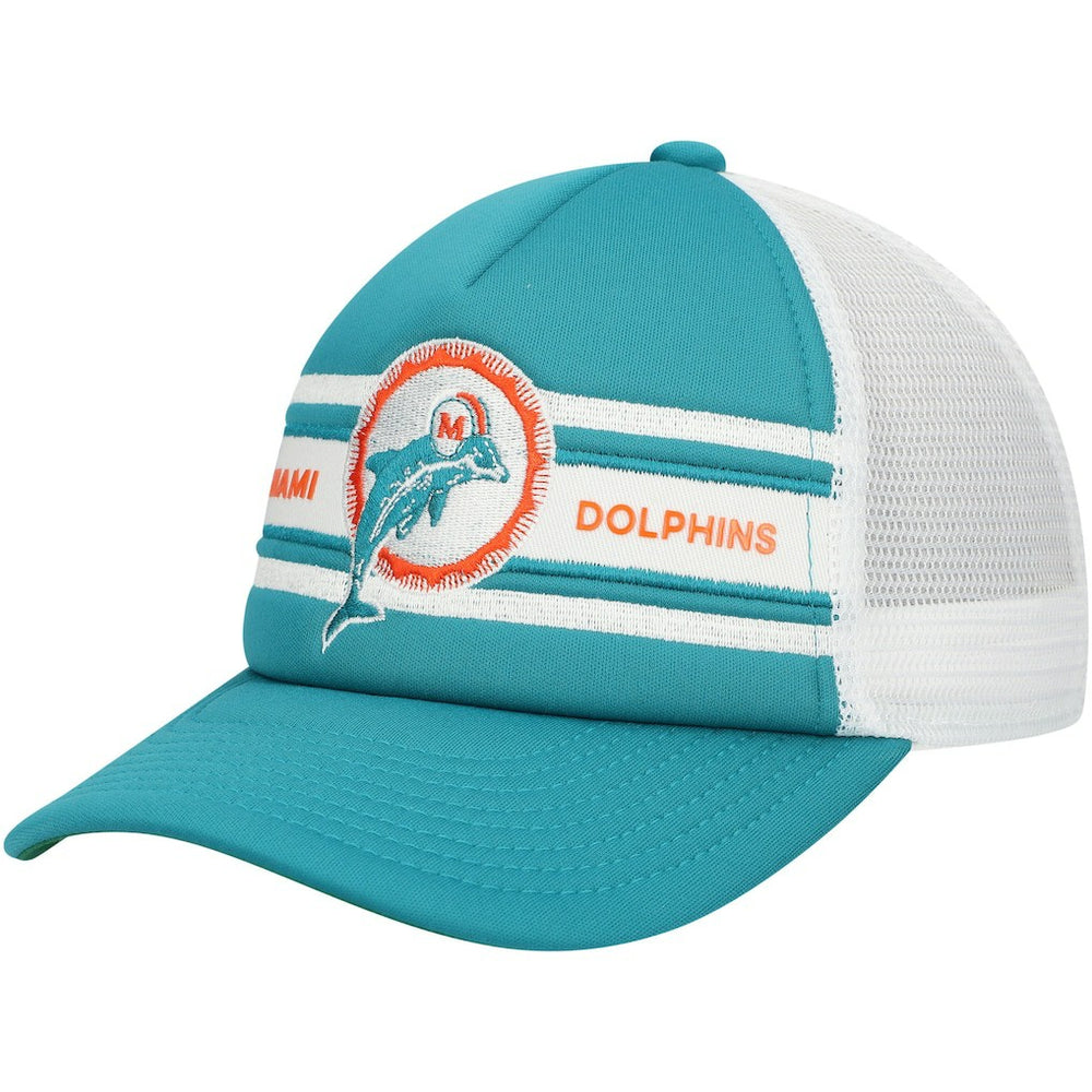 Mitchell & Ness Miami Dolphins Youth Stripe Trucker Adjustable Hat Aqua