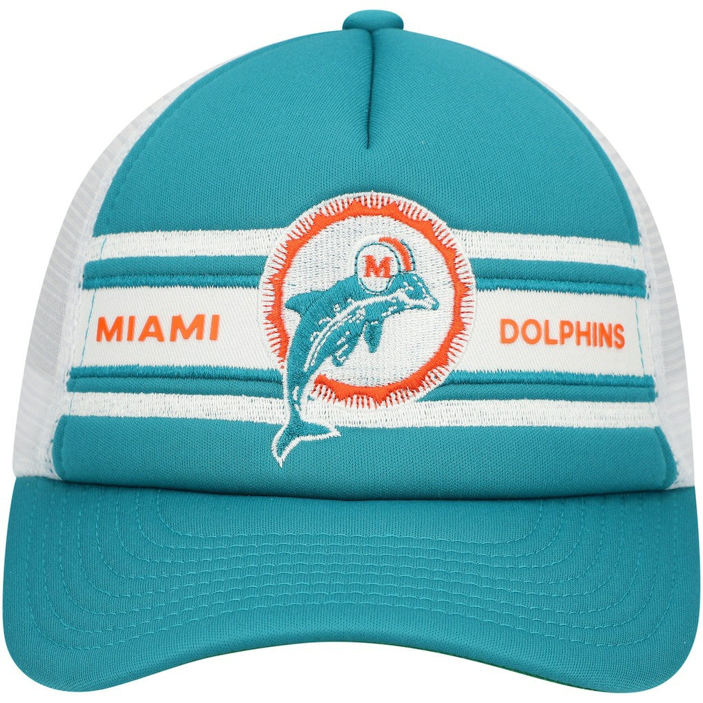 Mitchell & Ness Miami Dolphins Youth Stripe Trucker Adjustable Hat Aqua