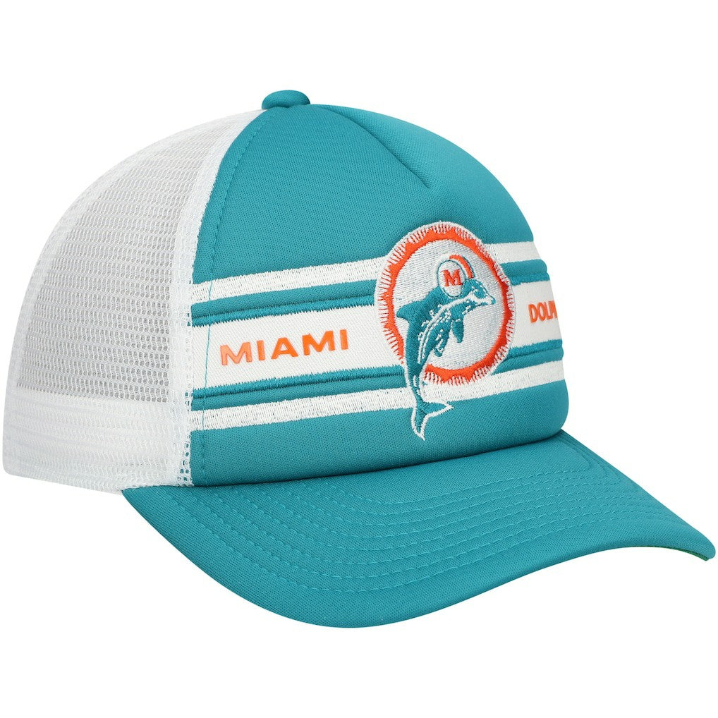 Mitchell & Ness Miami Dolphins Youth Stripe Trucker Adjustable Hat Aqua
