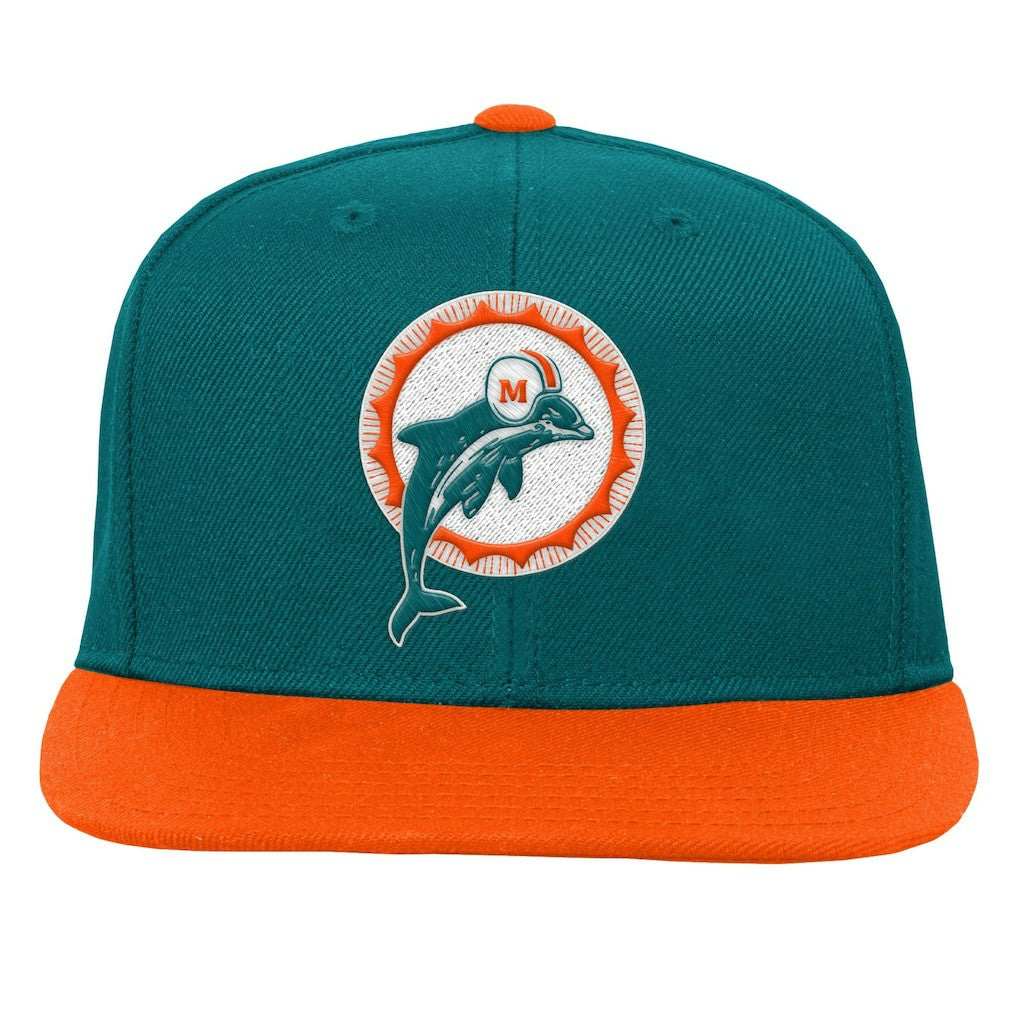 Mitchell & Ness Miami Dolphins Youth Team Two-Tone Snapback Hat Aqua