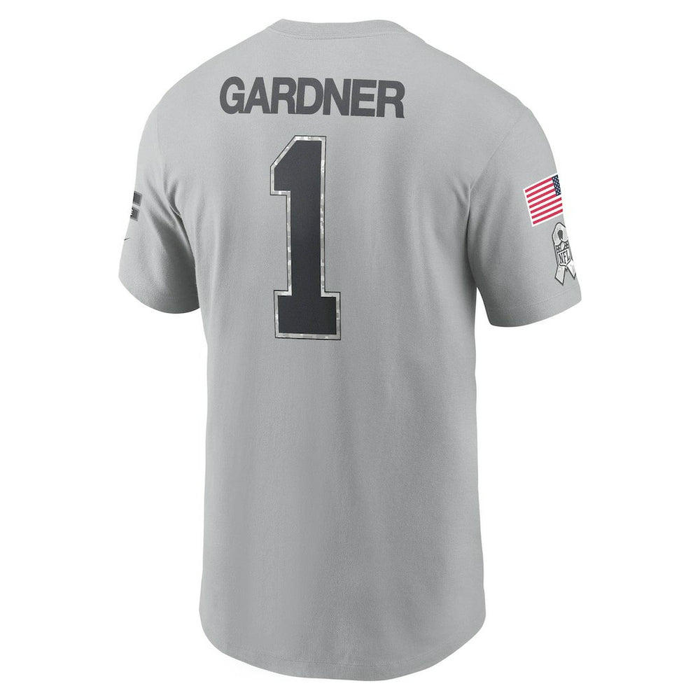 Nike Ahmad Sauce Gardner New York Jets 2024 Salute To Service Name & Number T-Shirt Gray