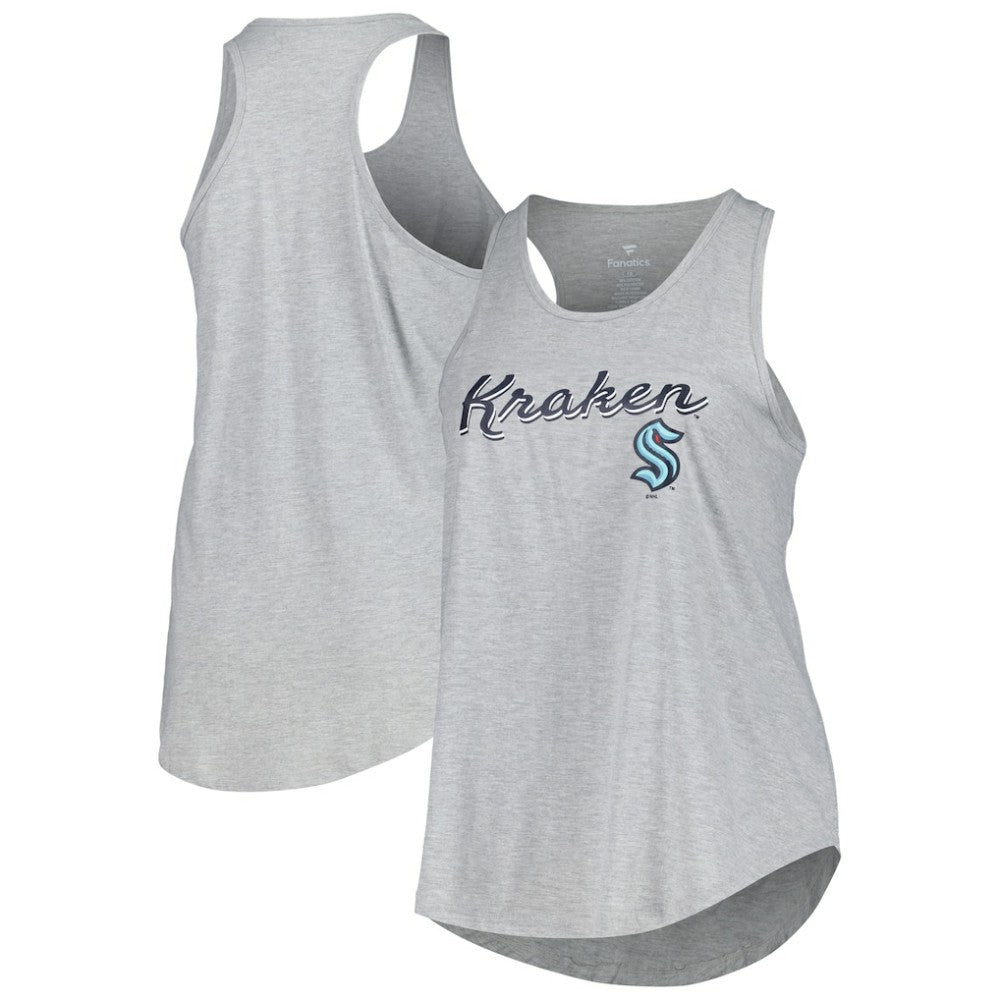 Seattle Kraken Fanatics Women's Plus Size Racerback Tank Top - Heather Gray - NHL 201173336