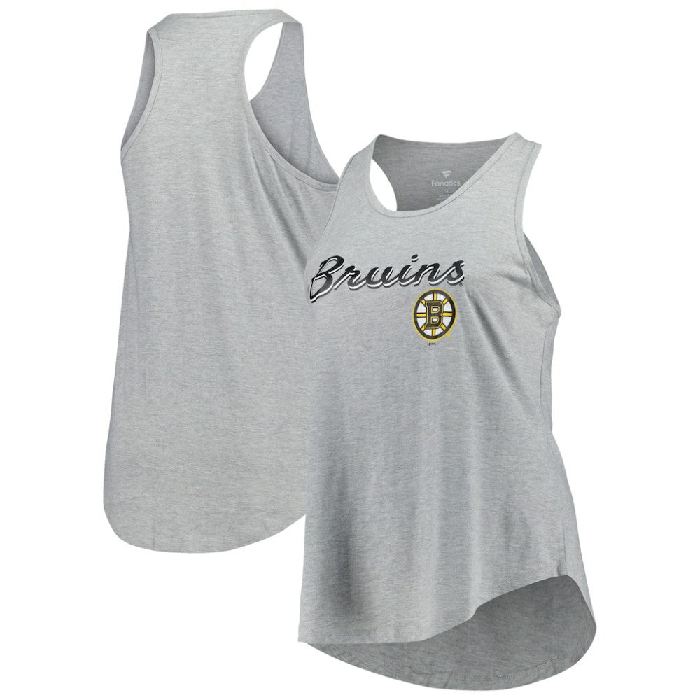 Boston Bruins Fanatics Women's Plus Size Racerback Tank Top - Heather Gray - NHL 201173337