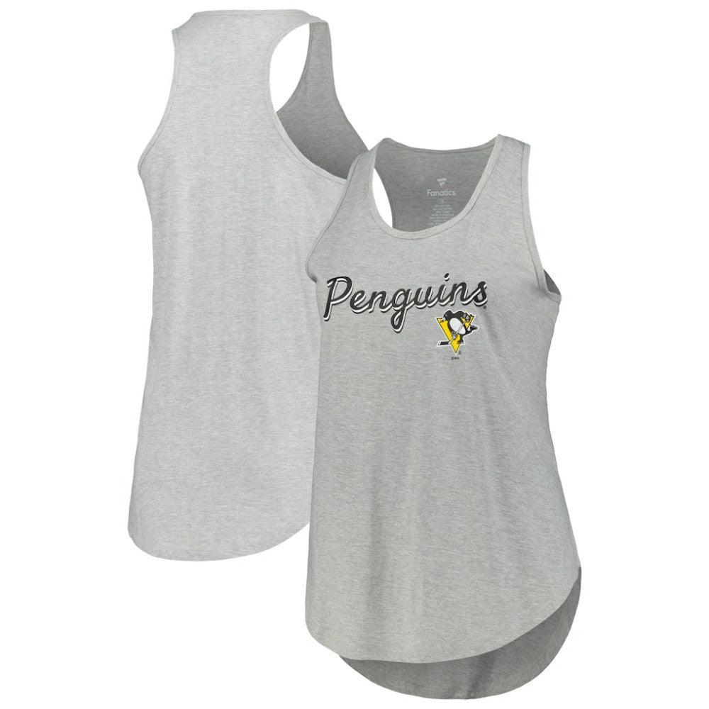 Pittsburgh Penguins Fanatics Women's Plus Size Racerback Tank Top - Heather Gray - NHL 201173340