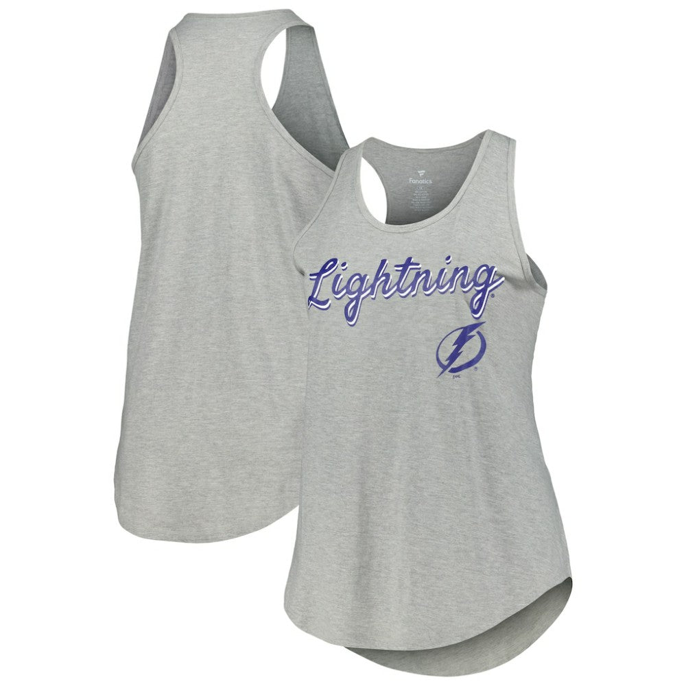 Tampa Bay Lightning Fanatics Women's Plus Size Racerback Tank Top - Heather Gray - NHL 201173341