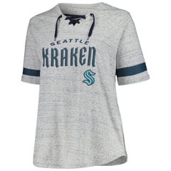 Seattle Kraken Fanatics Women's Plus Size Lace-Up T-Shirt - Heather Gray - NHL 201173349