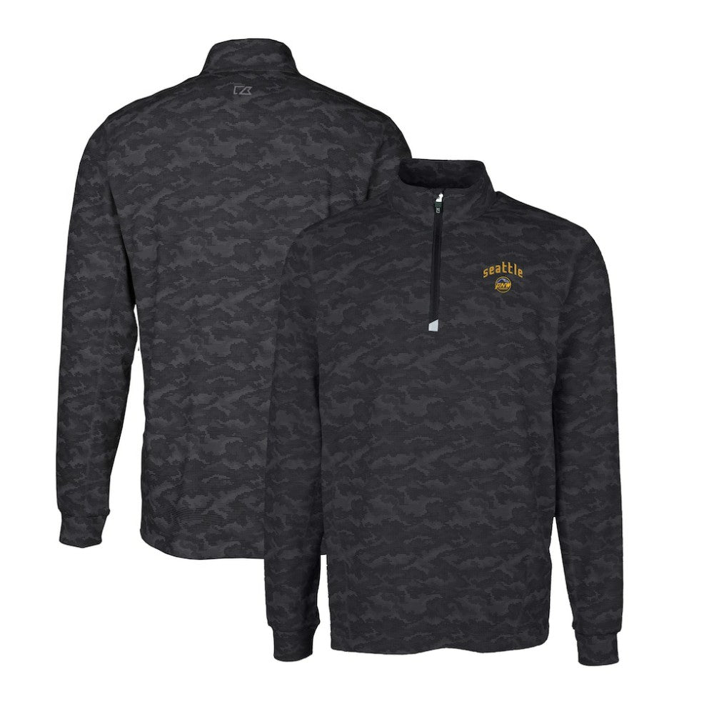 Seattle Mariners Cutter & Buck City Connect Big & Tall Traverse Camo Print Stretch Quarter-Zip Pullover Top - Black - MLB Discount
