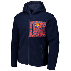 Barcelona Sherpa Full-Zip Hoodie Jacket Navy