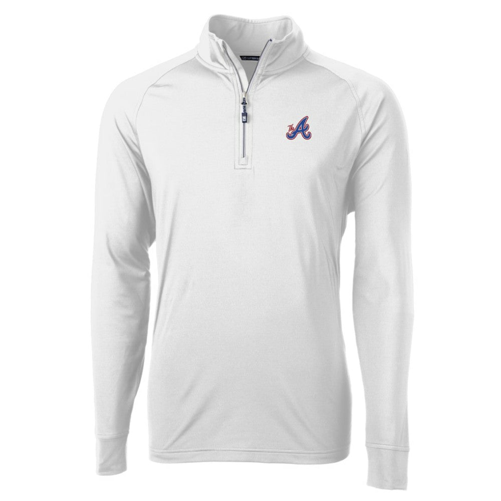 Atlanta Braves Cutter & Buck City Connect Adapt Eco Knit Stretch Recycled Quarter-Zip Pullover Top - White - MLB Sale