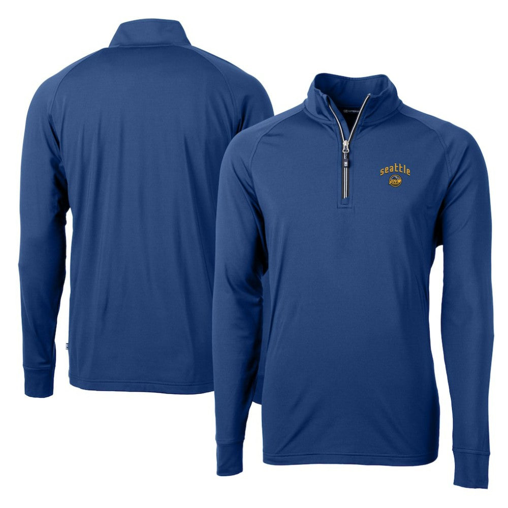 Seattle Mariners Cutter & Buck City Connect Adapt Eco Knit Stretch Recycled Quarter-Zip Pullover Top - Blue - MLB Sale