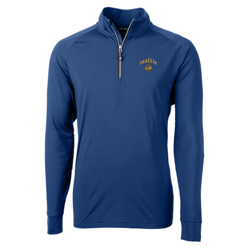 Seattle Mariners Cutter & Buck City Connect Adapt Eco Knit Stretch Recycled Quarter-Zip Pullover Top - Blue - MLB Sale
