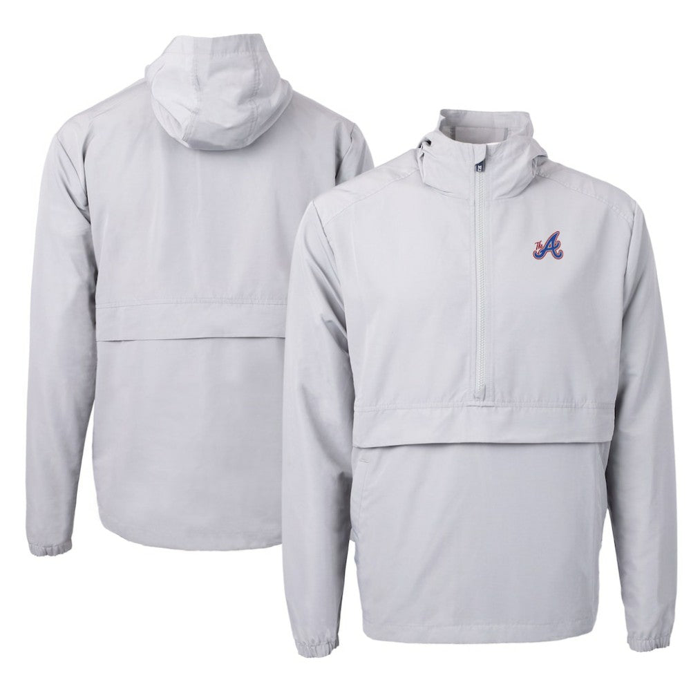 Atlanta Braves Cutter & Buck City Connect Charter Eco Recycled Half-Zip Anorak Jacket - Gray - MLB Lifestyle