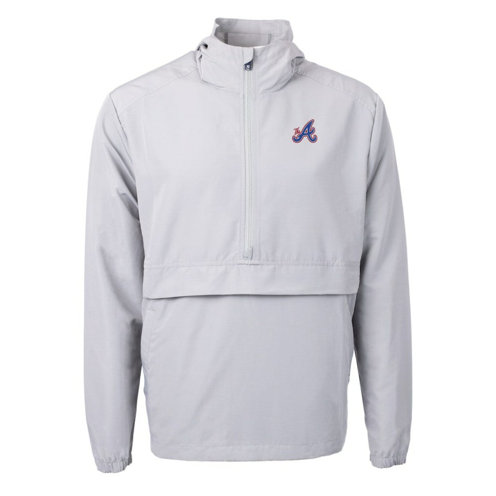 Atlanta Braves Cutter & Buck City Connect Charter Eco Recycled Half-Zip Anorak Jacket - Gray - MLB Lifestyle