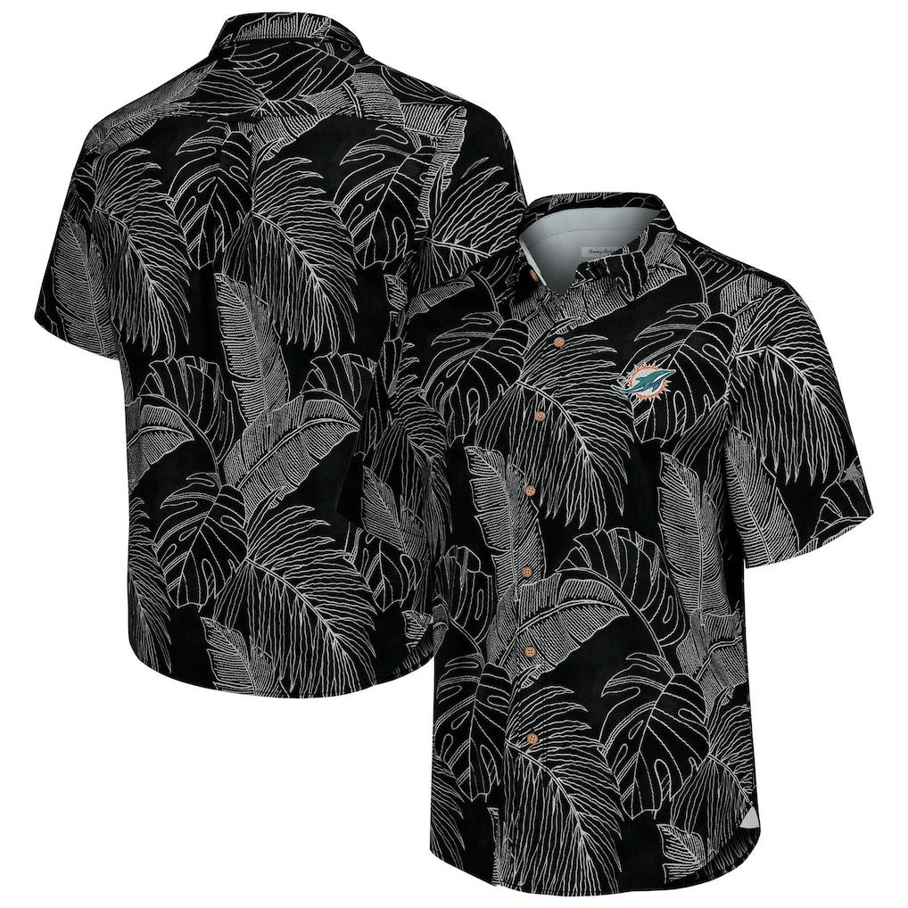 Miami Dolphins Sport Vine Line Button-Down Shirt Black