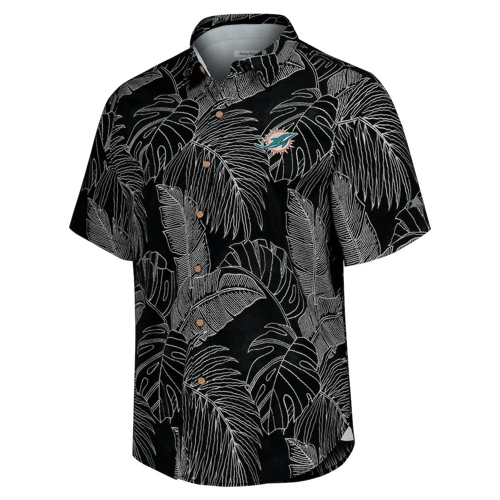 Miami Dolphins Sport Vine Line Button-Down Shirt Black