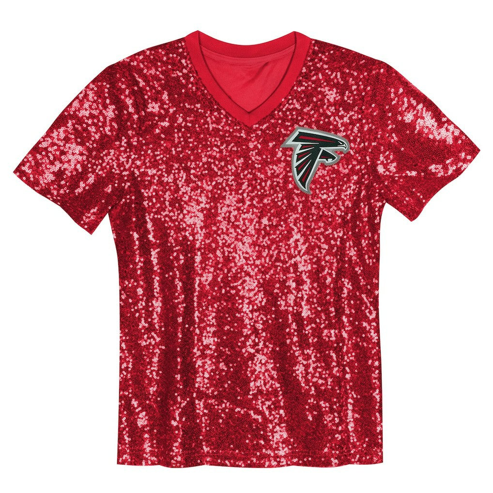 Bijan Robinson Atlanta Falcons Girls Youth Sequin V-Neck Fashion Jersey Red