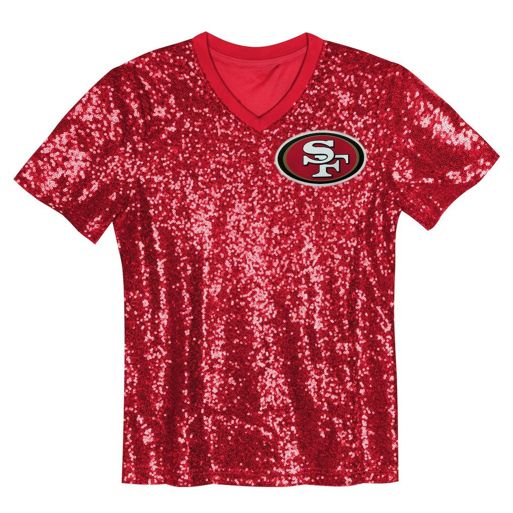 Brock Purdy San Francisco 49ers Girls Youth Sequin V-Neck Fashion Jersey Scarlet