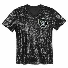 Maxx Crosby Las Vegas Raiders Girls Youth Sequin V-Neck Fashion Jersey Black