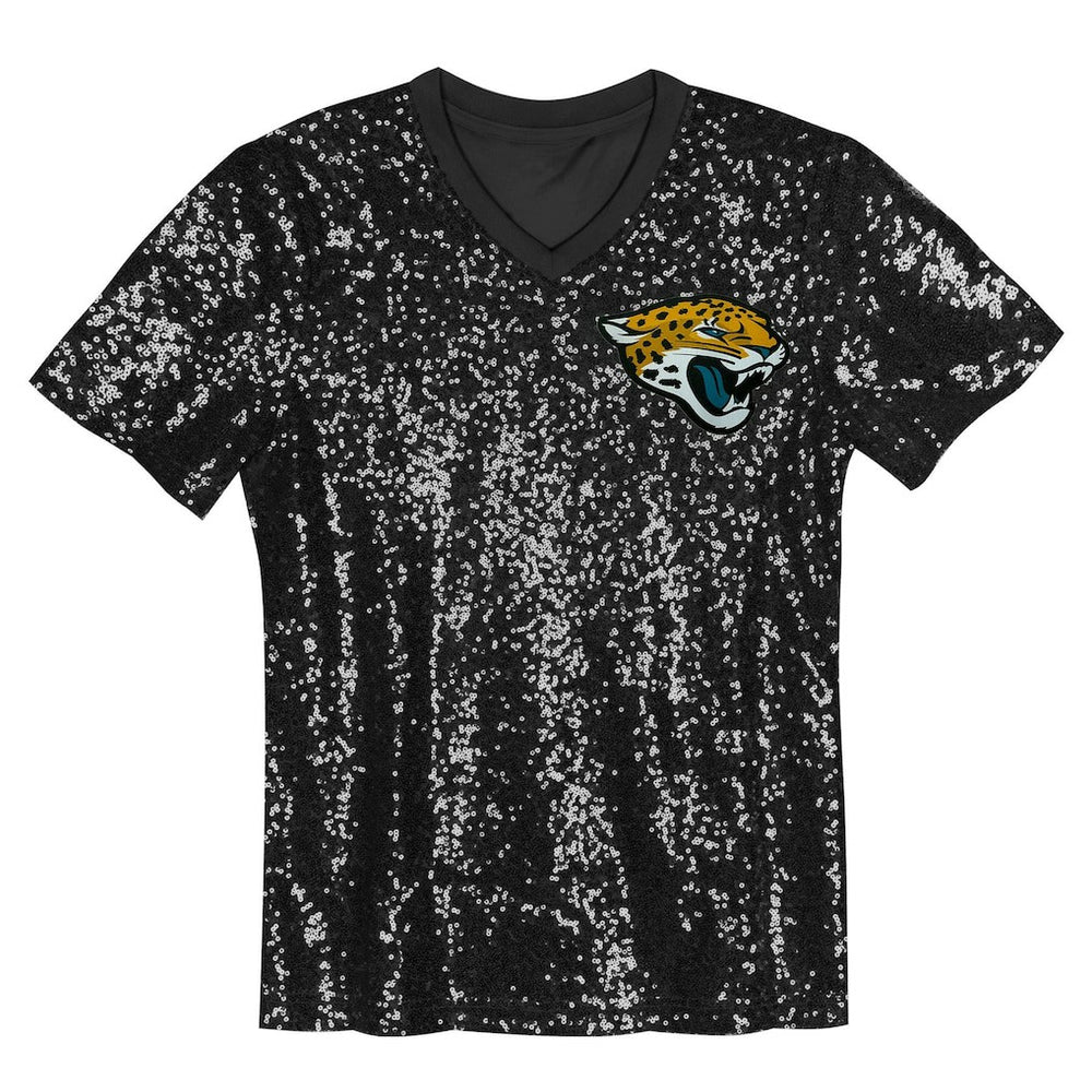Trevor Lawrence Jacksonville Jaguars Girls Youth Sequin V-Neck Fashion Jersey Black