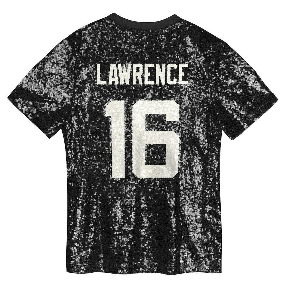 Trevor Lawrence Jacksonville Jaguars Girls Youth Sequin V-Neck Fashion Jersey Black