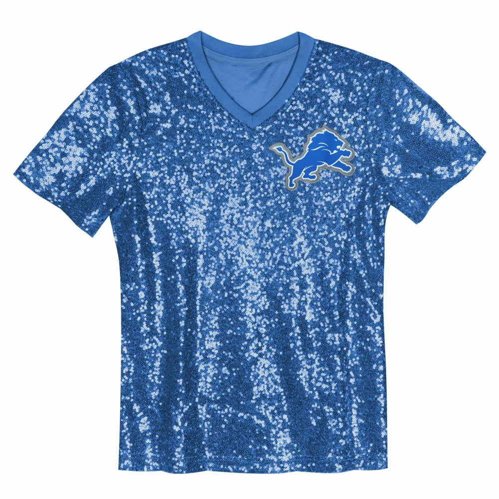 Aidan Hutchinson Detroit Lions Girls Youth Sequin V-Neck Fashion Jersey Blue