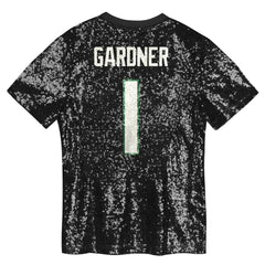Sauce Gardner New York Jets Girls Youth Sequin V-Neck Fashion Jersey Black